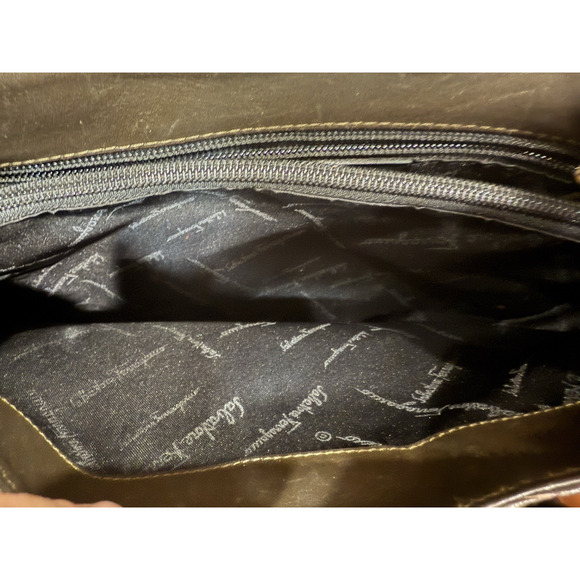 SALVATORE FERRAGAMO Logo Gancini Handbag Embossing Leather Brown Large Rare - Picture 16 of 16